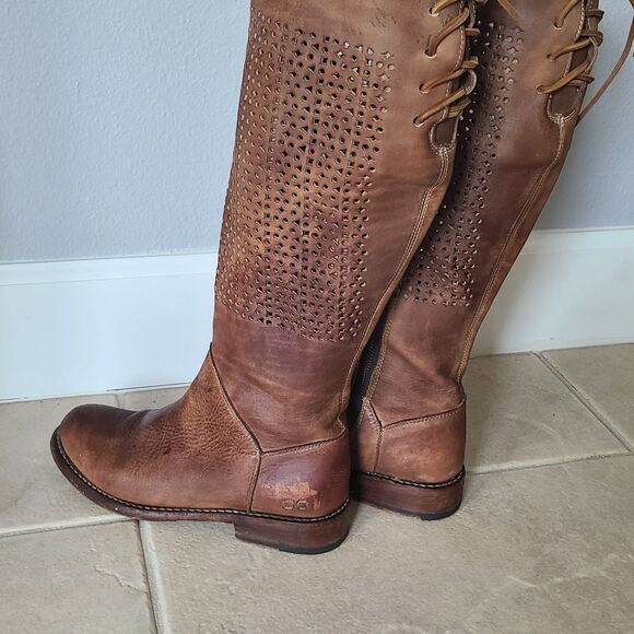 Bed Stu Tall Riding Boots Womens sz 7 Brown Cambridge Distressed Leather Rustic - Picture 8 of 10